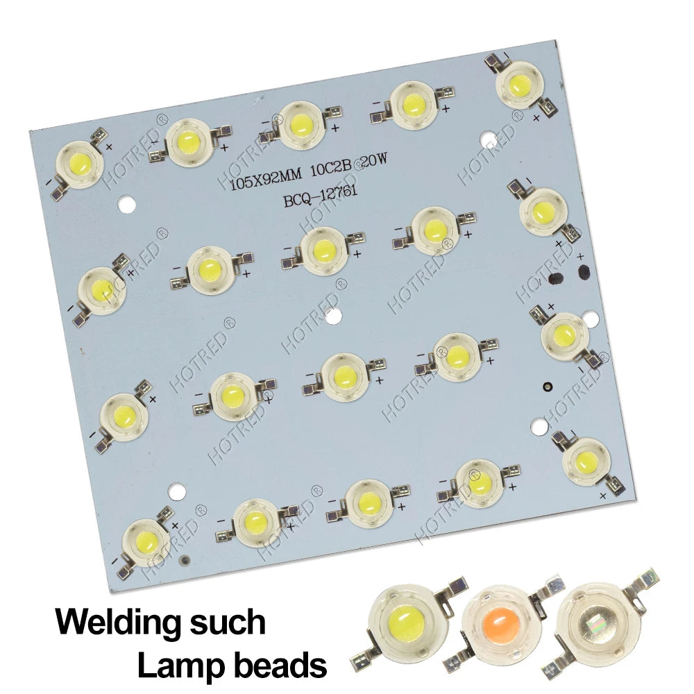 LED Aluminum PCB Board Reflector Lens Holder Base Plate Substrate For 1W 3W 20W 60W Leds Chip Bead 105*92mm For Lamp Flood Light
