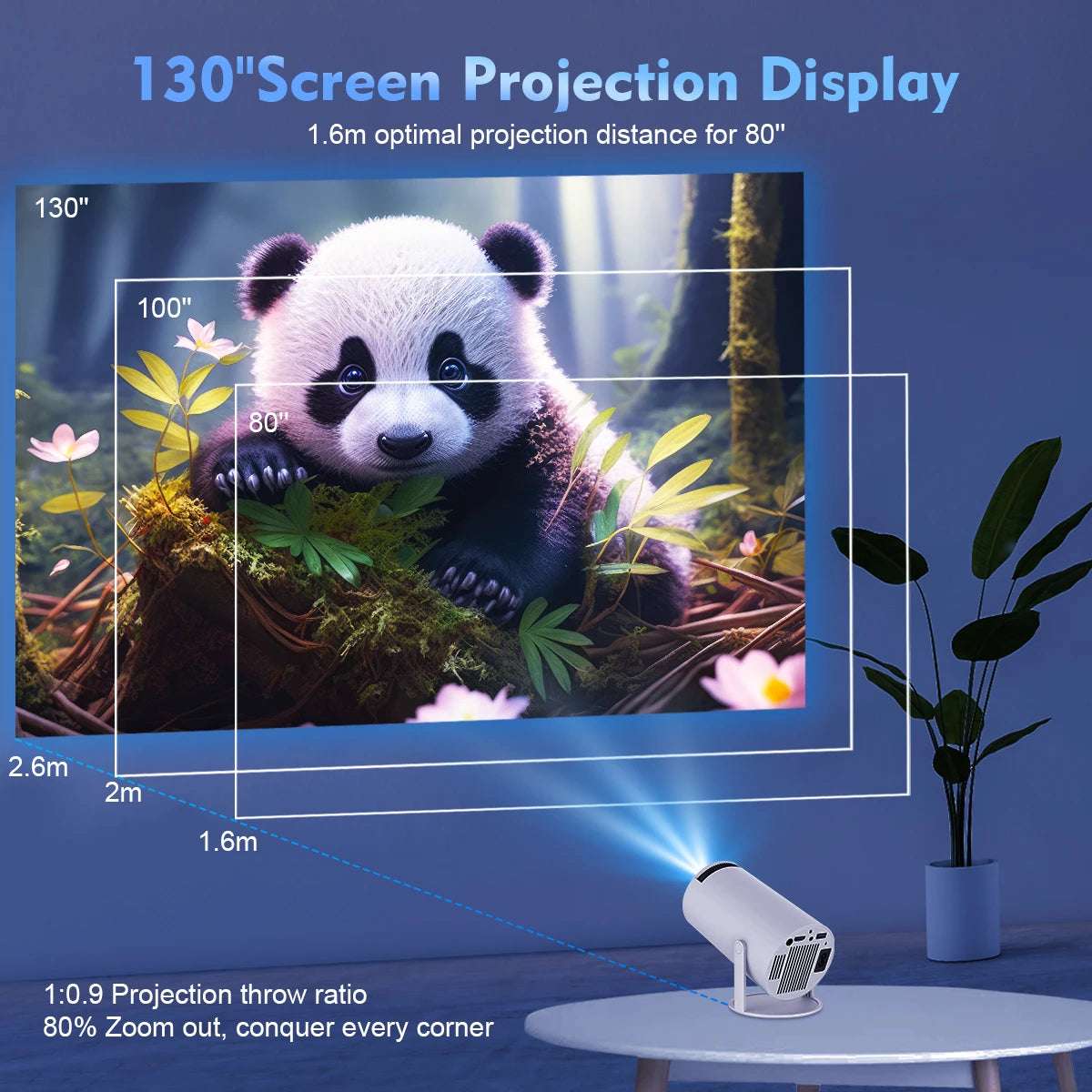 Projecteur Portable HY300 Pro Android 11 - 4K, 1280x720P Full HD, Dual WiFi 6 & BT5.0