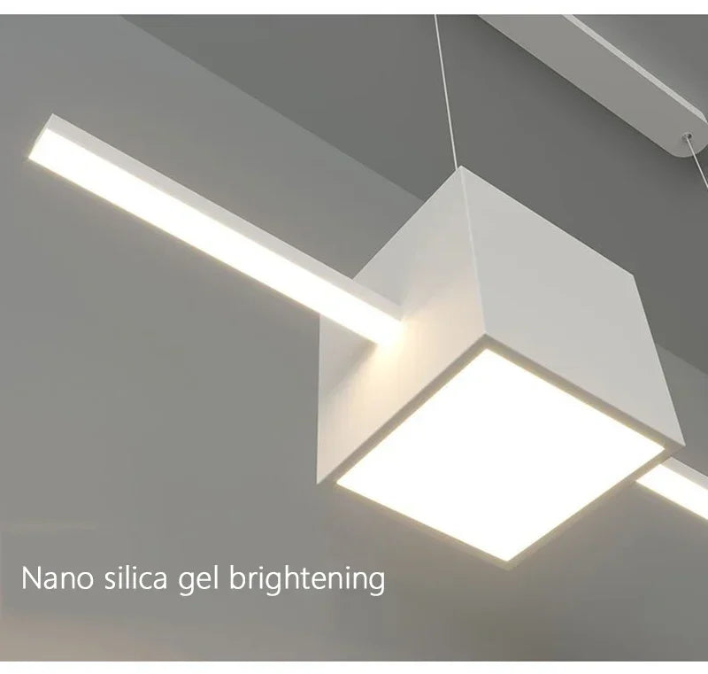 Modern LED Pendant Light White Dining Room Kitchen Living  Square Design Ceiling Chandelier Simple Personality Hanging Lamp