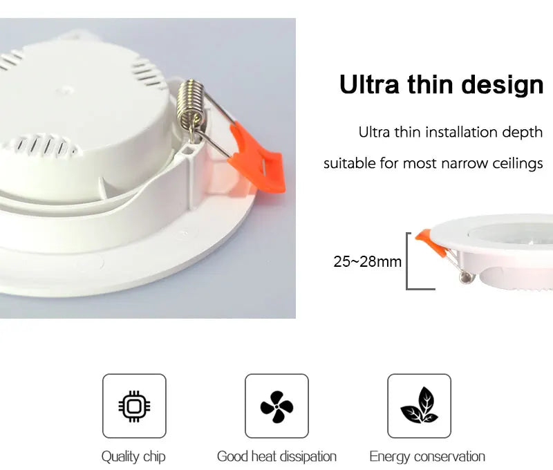Ultrathin Led Downlight 7W 9W 12W 5W 3W 220V 110V Recessed Ceiling Light Round Square Panel Down Light Spotlight indoor Lighting