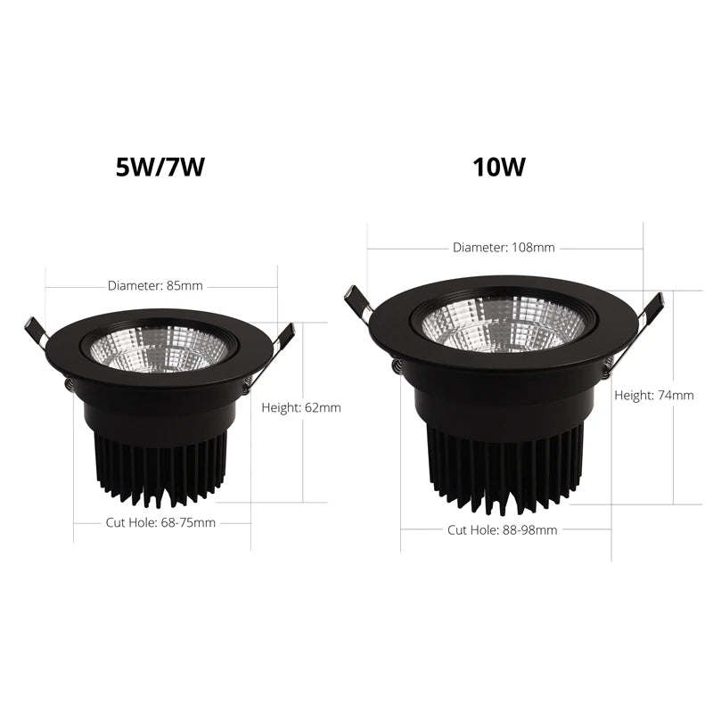 COB Spot LED Light Cut Hole 70mm 90mm Reccesed Downlight Middle Szie For Home Celing 20 square meters suggest 10-15pcs