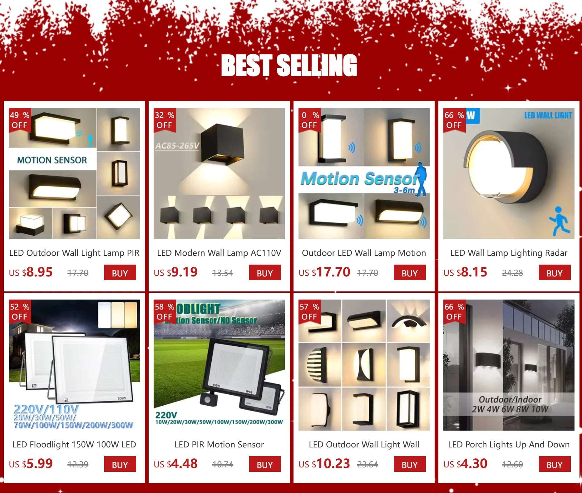 LED Outdoor Wall Light PIR Motion Sensor Wall lamp AC110V 220V Waterproof Modern Indoor Home Balcony Porch Garden Decoration