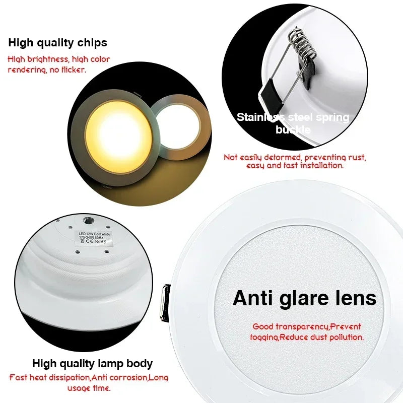 1-10pcs Led Recessed Downlight AC 220V Led Decoration Round Ceiling Lamp 3W 5W 7W 9W 12W 15W LED Spot Light FOR Indoor Lighting