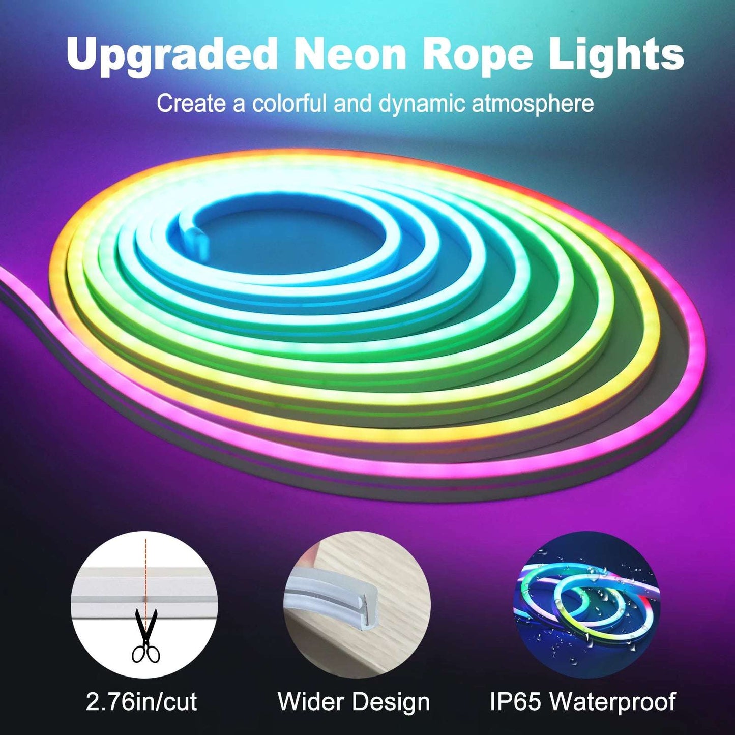 Tuya WiFi Smart WS2811 RGBIC LED Neon Light 12V 24V Waterproof Flexible LED Strip Light Bluetooth LED Tape Ribbon Bedroom Decor
