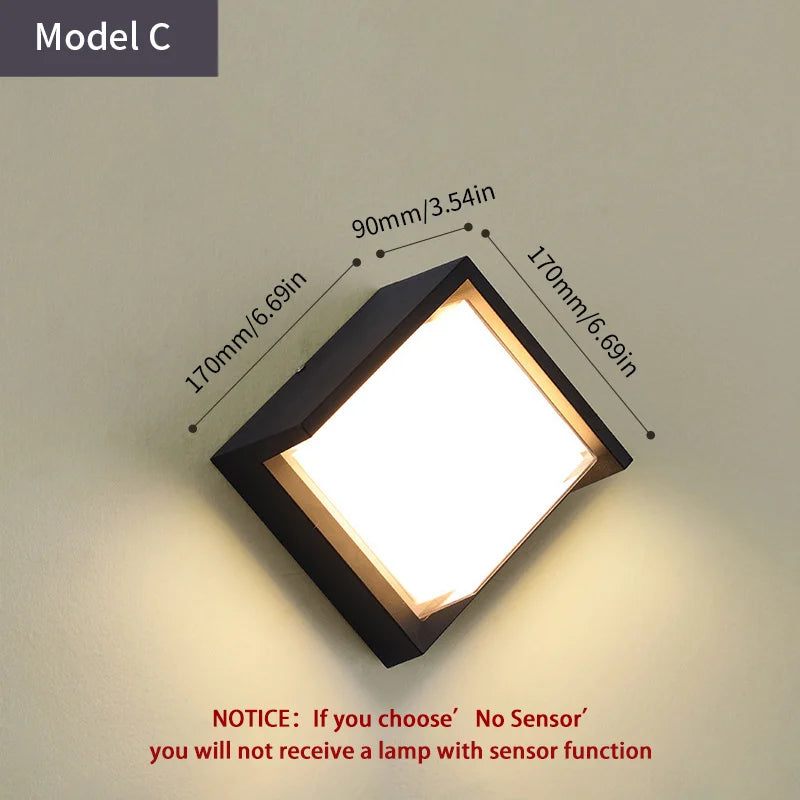 LED Outdoor Wall Light PIR Motion Sensor Wall lamp AC110V 220V Waterproof Modern Indoor Home Balcony Porch Garden Decoration