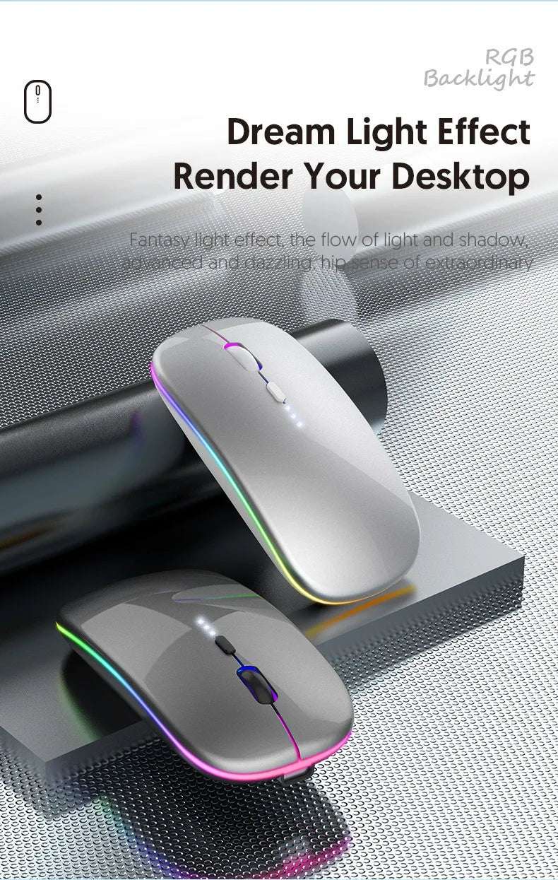 LED Wireless Mouse For Laptop Tablet PC Bluetooth RGB Rechargeable Mouses 2.4G+Bluetooth Silent Mice Backlit Gaming Mouse