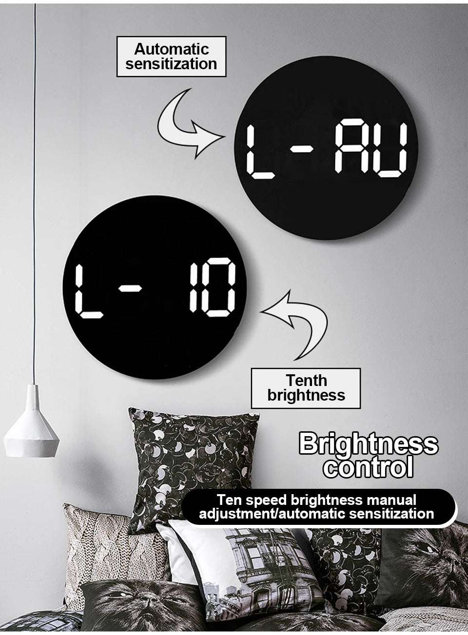 10inch LED Large Digital Wall Clock with Remote Control Temperature Humidity Date Week Display Countdown Timing Clock Home Decor