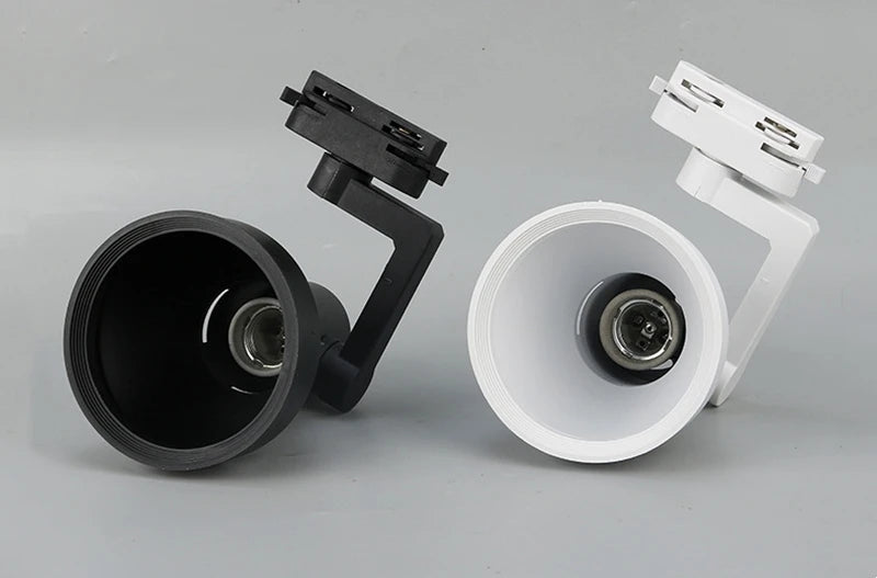 PAR30 LED E27 Track Light Bracket Base 2-Wires Rail Ceiling Lamps Holder Clothing Store Living Room Replaceable Spotlight Socket