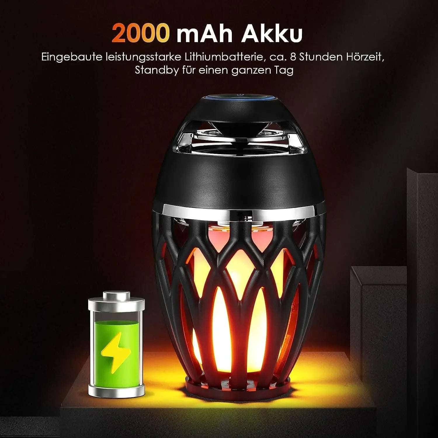 LED Flame Table Lamp Atmosphere Bluetooth Speaker Night Light for Indoor Outdoor Torch Atmosphere Bluetooth Speakers Waterproof