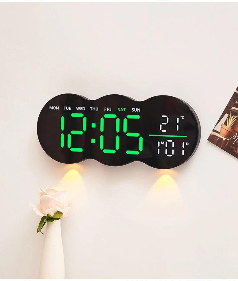 LED Digital Alarm Clock with Temperature Date Week Display Electronic Table Clock Brightness Adjust Alarm Clocks Remote Control