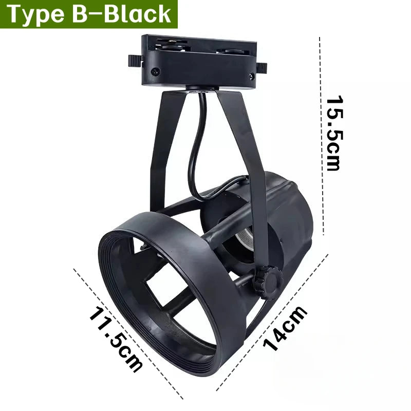 PAR30 LED E27 Track Light Bracket Base 2-Wires Rail Ceiling Lamps Holder Clothing Store Living Room Replaceable Spotlight Socket