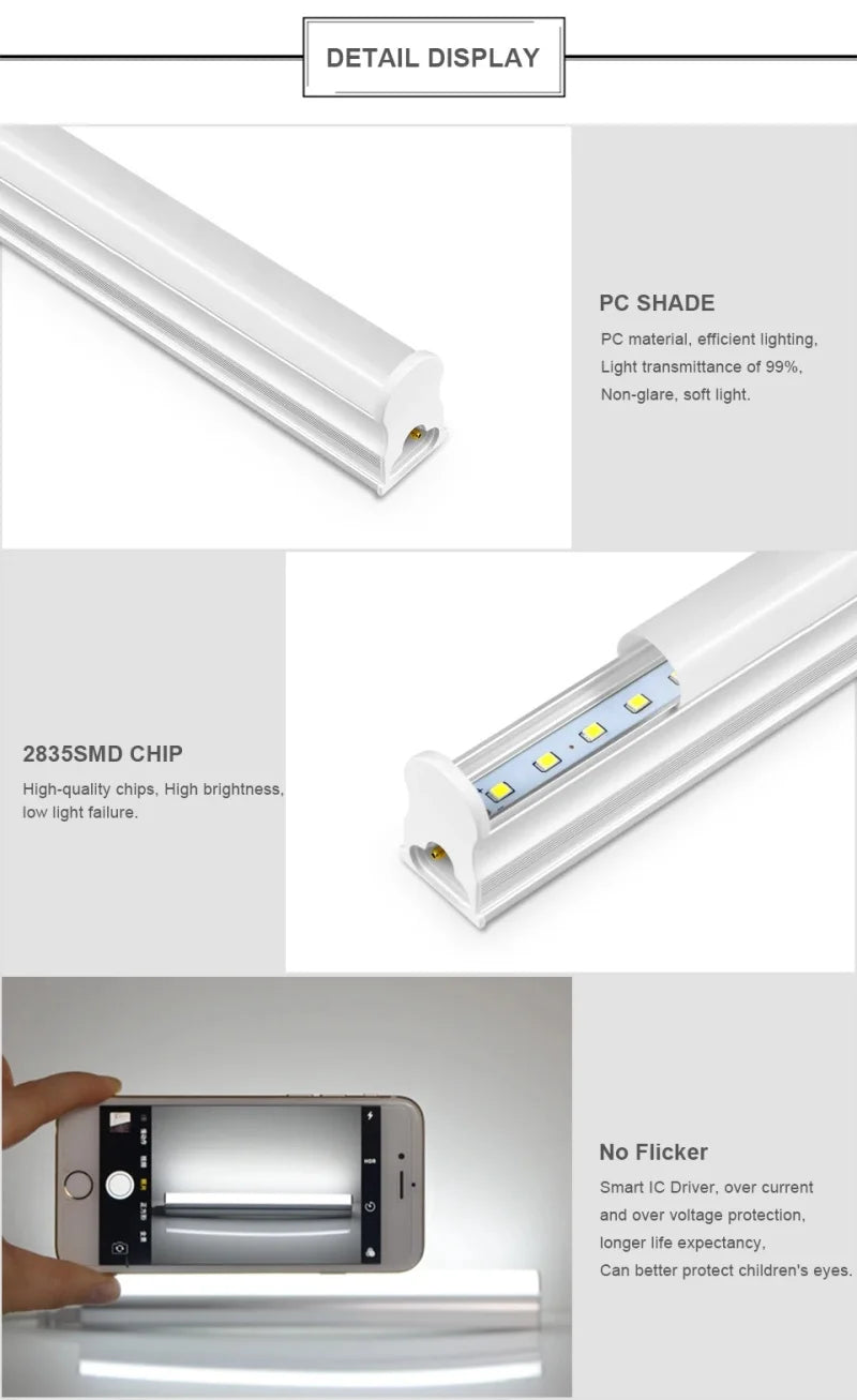 LED Tube T5 T8 Lamp 220V 230V 240V With switch Tube 28cm 57cm 5W 10W LED Wall Lamp Warm Cold White Red blue pink green