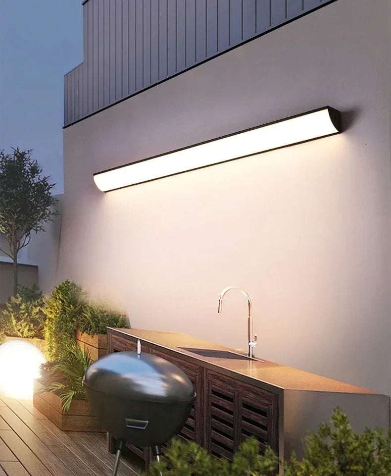 Minimalist Long Strip Outdoor Wall Lamp Exterior Wall Waterproof Modern LED Lighting Garden Villa Balcony Wall Washer  Dimmable
