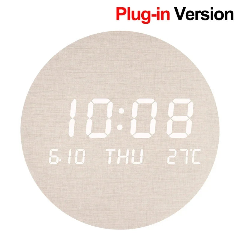 Led Digital Wall Clock With Temperature, Date & Time Display - Multi-functional Silent Operation For Living Room, Bedroom & Home
