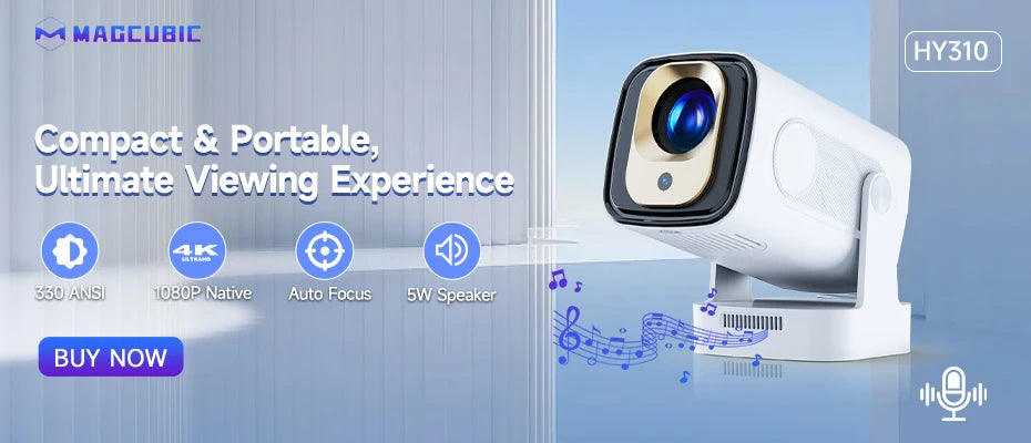 Magcubic Projector Android 11 4K 1280*720P HY300 Pro + Dual Wifi 260ANSI 180°flexible BT5.0 Cinema Outdoor Portable Projector