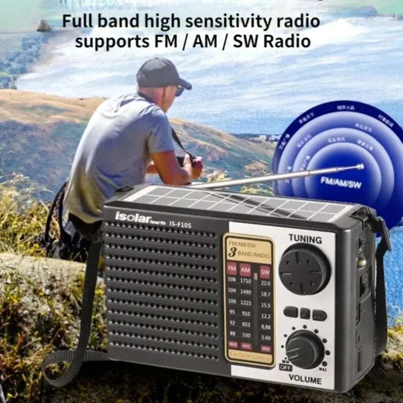 Wireless Bluetooth Speaker LED Flashlight FM AM SW Radio Solar Charging Emergency Radio TF Card Full Band High Sensitivity