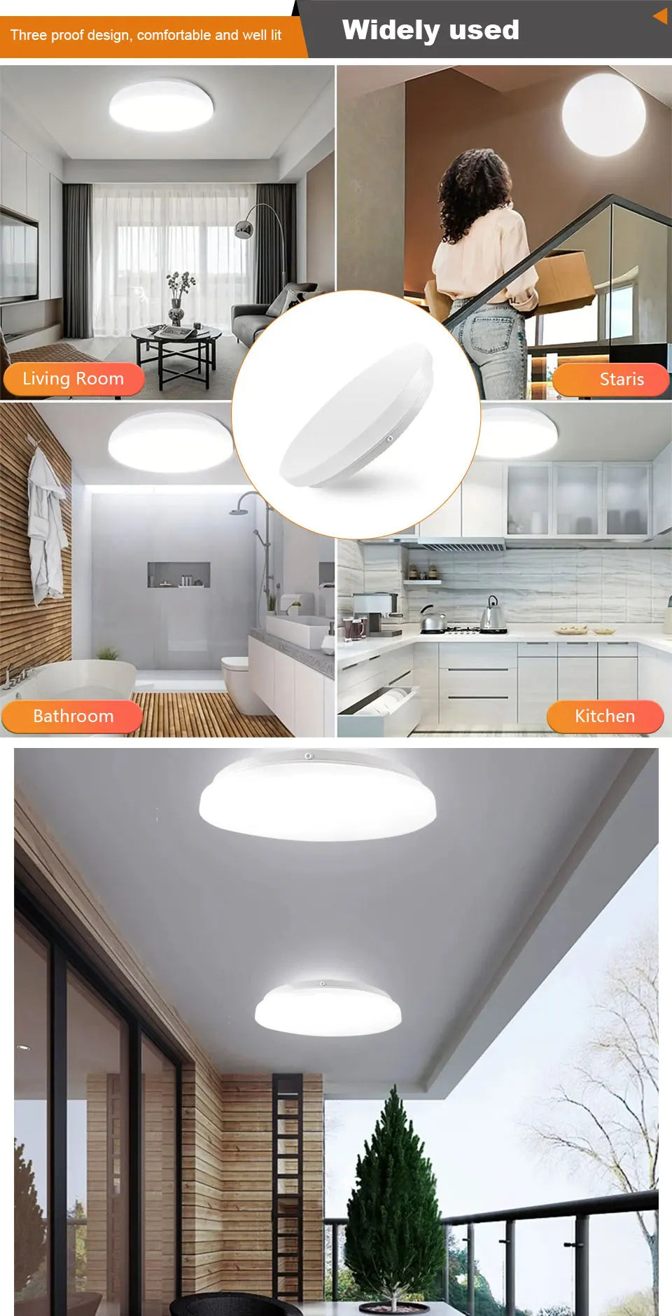 LED Ceiling Lights PIR Motion Sensor LED bulb Smart  Home Lighting Ceiling led lamp 12W 24W For Room Hallways Corridor 85-265VV