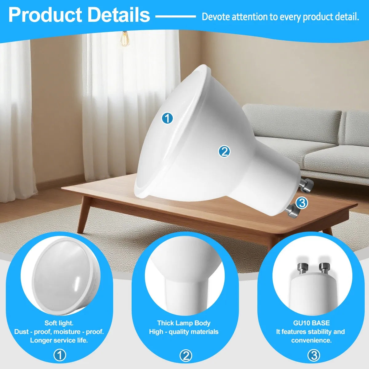 12PCS GU10 Dimmable Spot Bulbs 3W 9W 7W 5W Warm/Cool White 3000K 4000K 6000K LED Light Bulb GU10 Base  for Appliance Dimmable