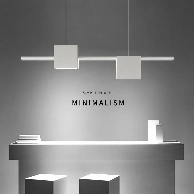 Modern LED Pendant Light White Dining Room Kitchen Living  Square Design Ceiling Chandelier Simple Personality Hanging Lamp