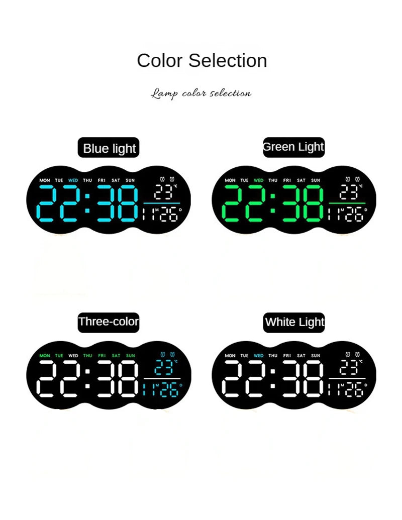 LED Digital Alarm Clock with Temperature Date Week Display Electronic Table Clock Brightness Adjust Alarm Clocks Remote Control