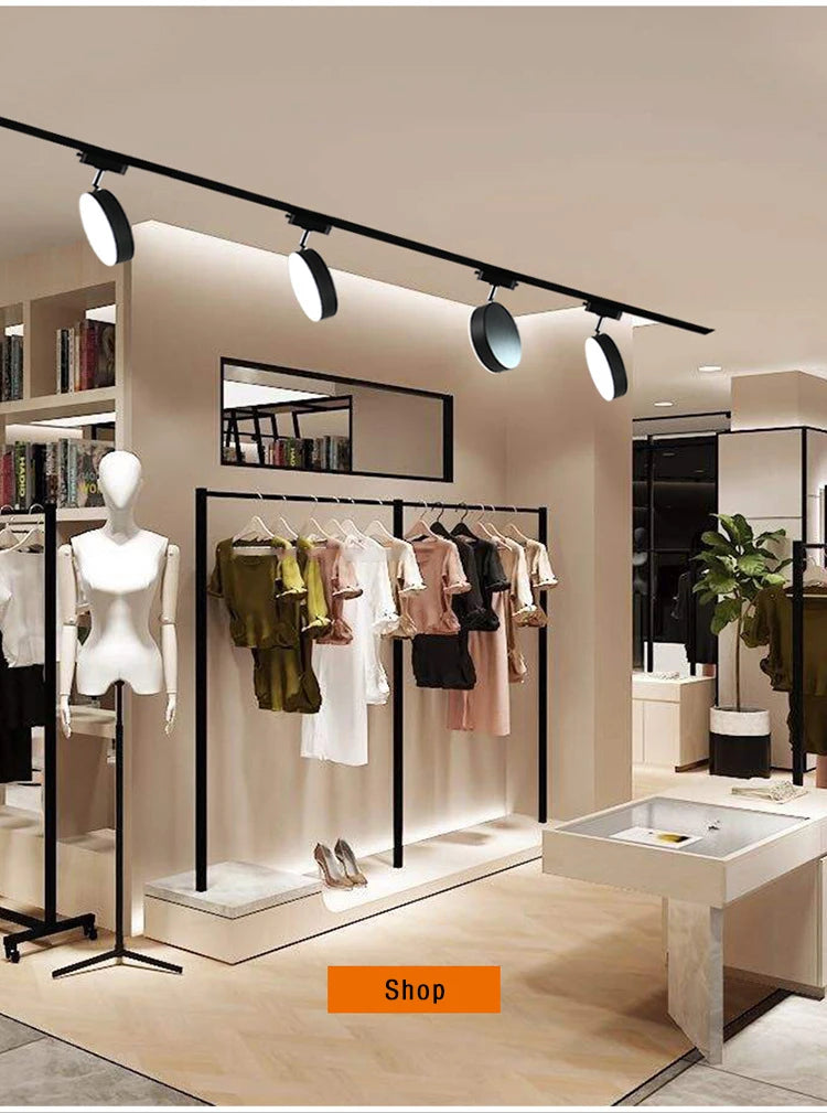 2 Wires Set LED Track Light AC220V-240V 12w 18W 24W Black Aluminum Track Lighting Rail Spot Led For Home Kitchen Clothing Shop