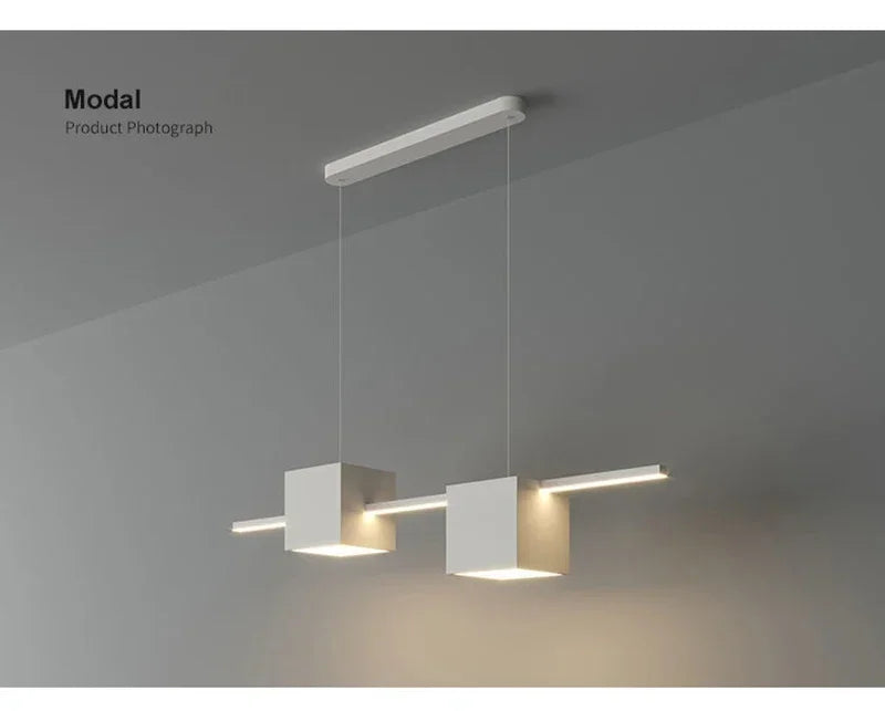 Modern LED Pendant Light White Dining Room Kitchen Living  Square Design Ceiling Chandelier Simple Personality Hanging Lamp