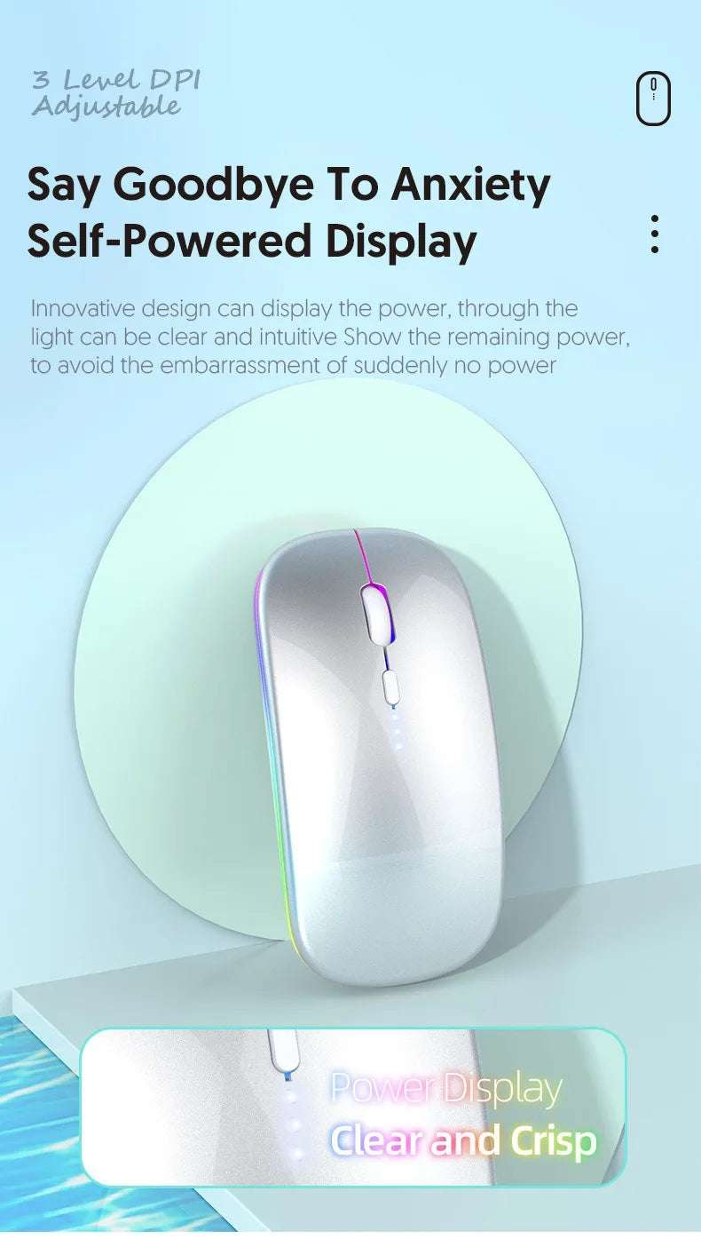 LED Wireless Mouse For Laptop Tablet PC Bluetooth RGB Rechargeable Mouses 2.4G+Bluetooth Silent Mice Backlit Gaming Mouse