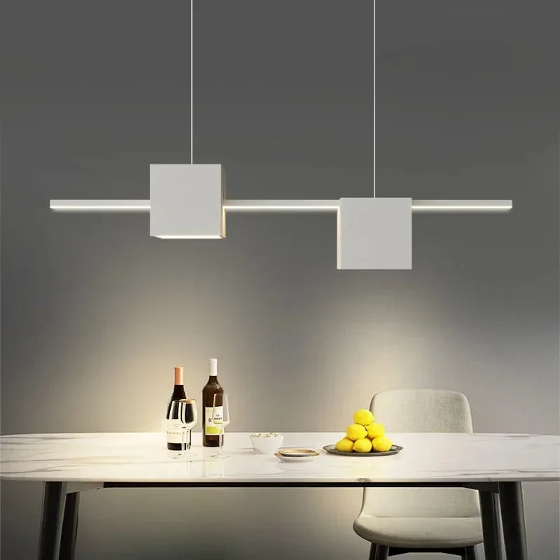 Modern LED Pendant Light White Dining Room Kitchen Living  Square Design Ceiling Chandelier Simple Personality Hanging Lamp