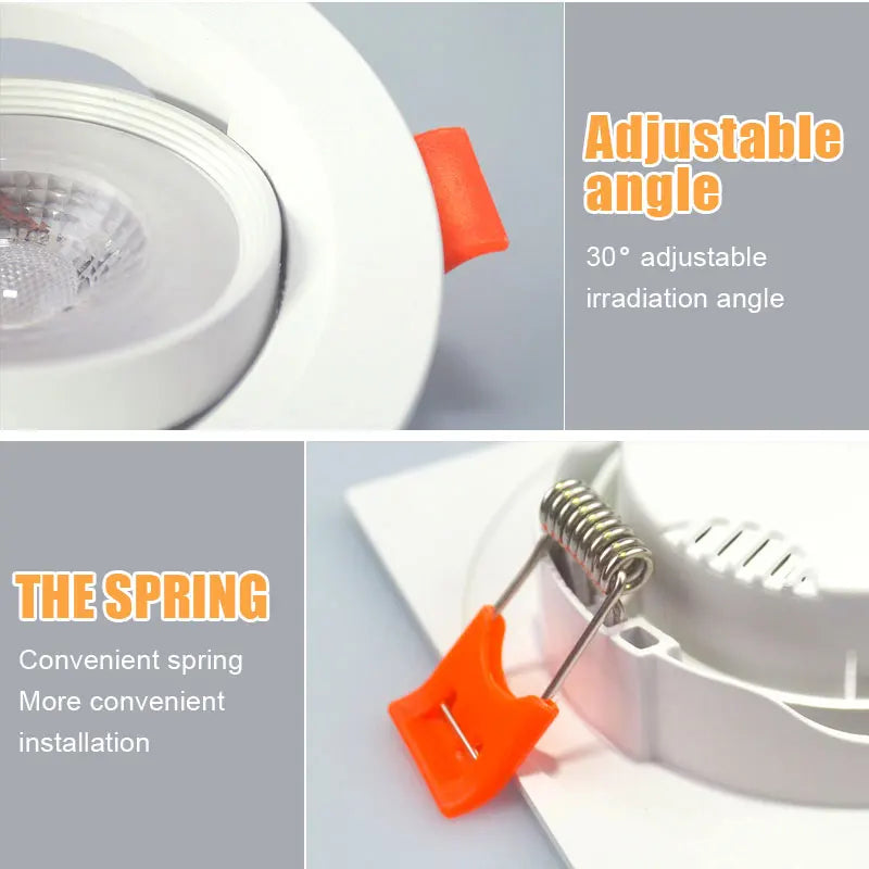 Ultrathin Led Downlight 7W 9W 12W 5W 3W 220V 110V Recessed Ceiling Light Round Square Panel Down Light Spotlight indoor Lighting