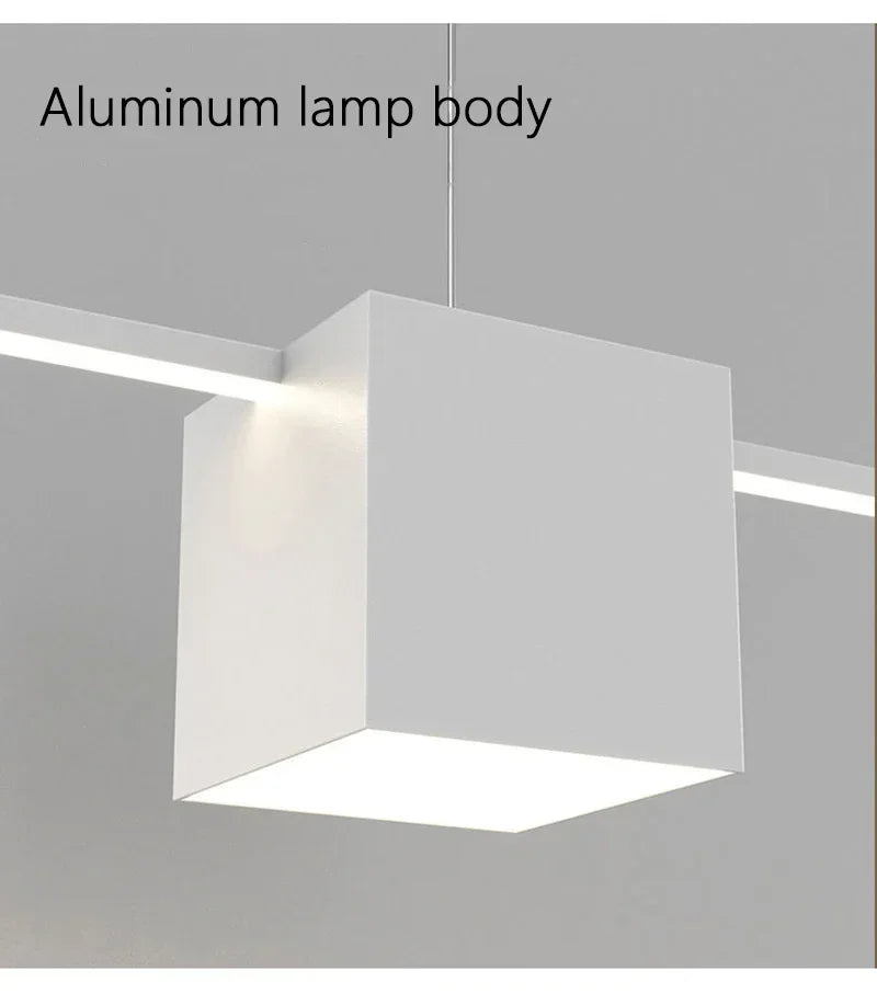 Modern LED Pendant Light White Dining Room Kitchen Living  Square Design Ceiling Chandelier Simple Personality Hanging Lamp