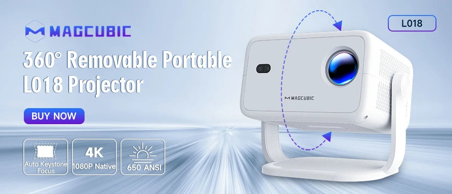 Magcubic Projector Android 11 4K 1280*720P HY300 Pro + Dual Wifi 260ANSI 180°flexible BT5.0 Cinema Outdoor Portable Projector
