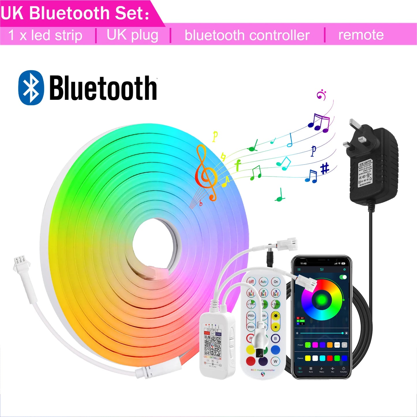 Tuya WiFi Smart WS2811 RGBIC LED Neon Light 12V 24V Waterproof Flexible LED Strip Light Bluetooth LED Tape Ribbon Bedroom Decor