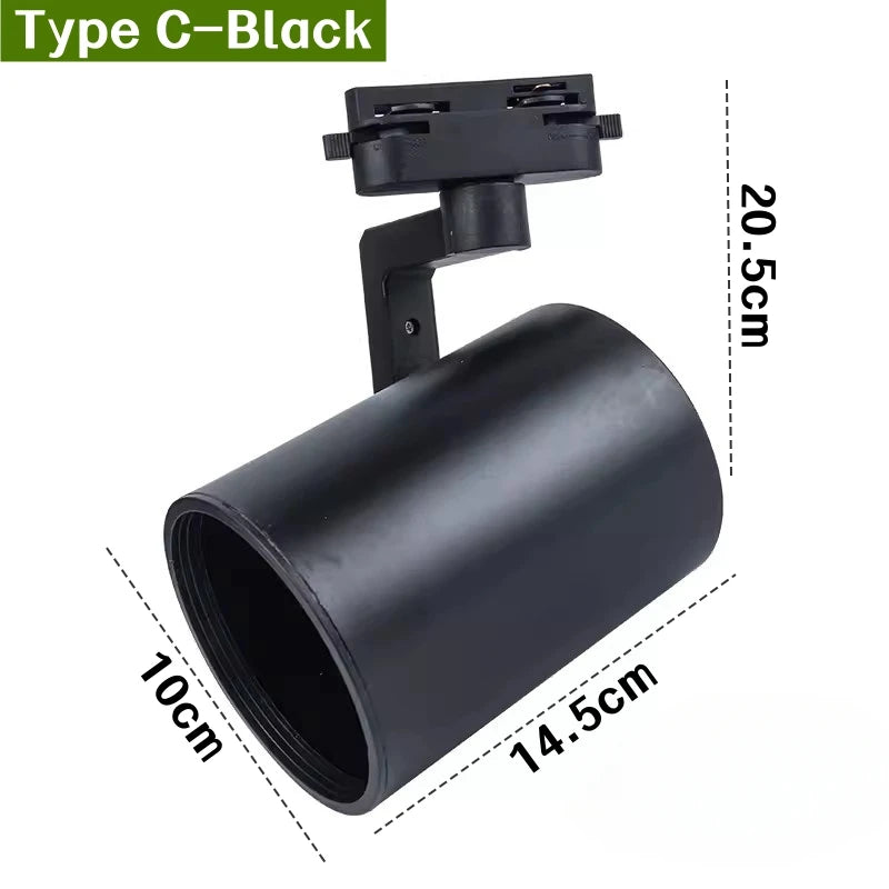 PAR30 LED E27 Track Light Bracket Base 2-Wires Rail Ceiling Lamps Holder Clothing Store Living Room Replaceable Spotlight Socket