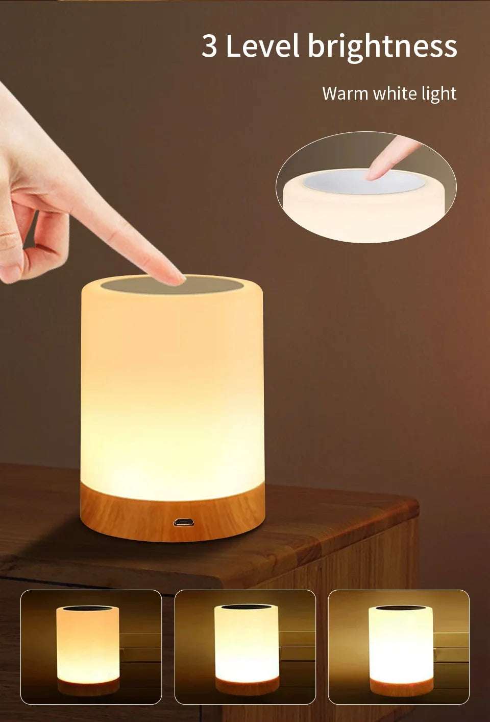 Touch Bedside Table Lamp RGB USB Rechargeable Night Light NightStand Desk Lamp Bedroom Decoration Kids Gift Dining Table Light