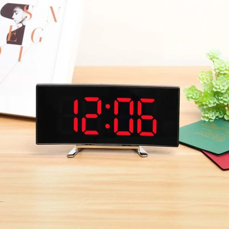 Mirror Digital Alarm Clock Temperature Date 2 Levels of Brightness Adjustment Snooze Table Clock 12/24H Night Mode LED Clock