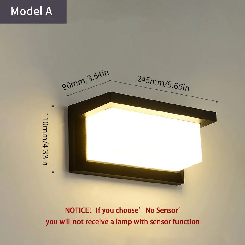 LED Outdoor Wall Light PIR Motion Sensor Wall lamp AC110V 220V Waterproof Modern Indoor Home Balcony Porch Garden Decoration