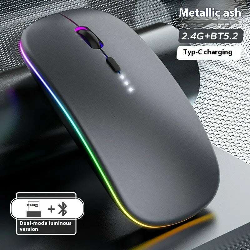 LED Wireless Mouse For Laptop Tablet PC Bluetooth RGB Rechargeable Mouses 2.4G+Bluetooth Silent Mice Backlit Gaming Mouse
