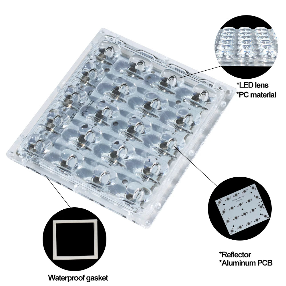 LED Aluminum PCB Board Reflector Lens Holder Base Plate Substrate For 1W 3W 20W 60W Leds Chip Bead 105*92mm For Lamp Flood Light