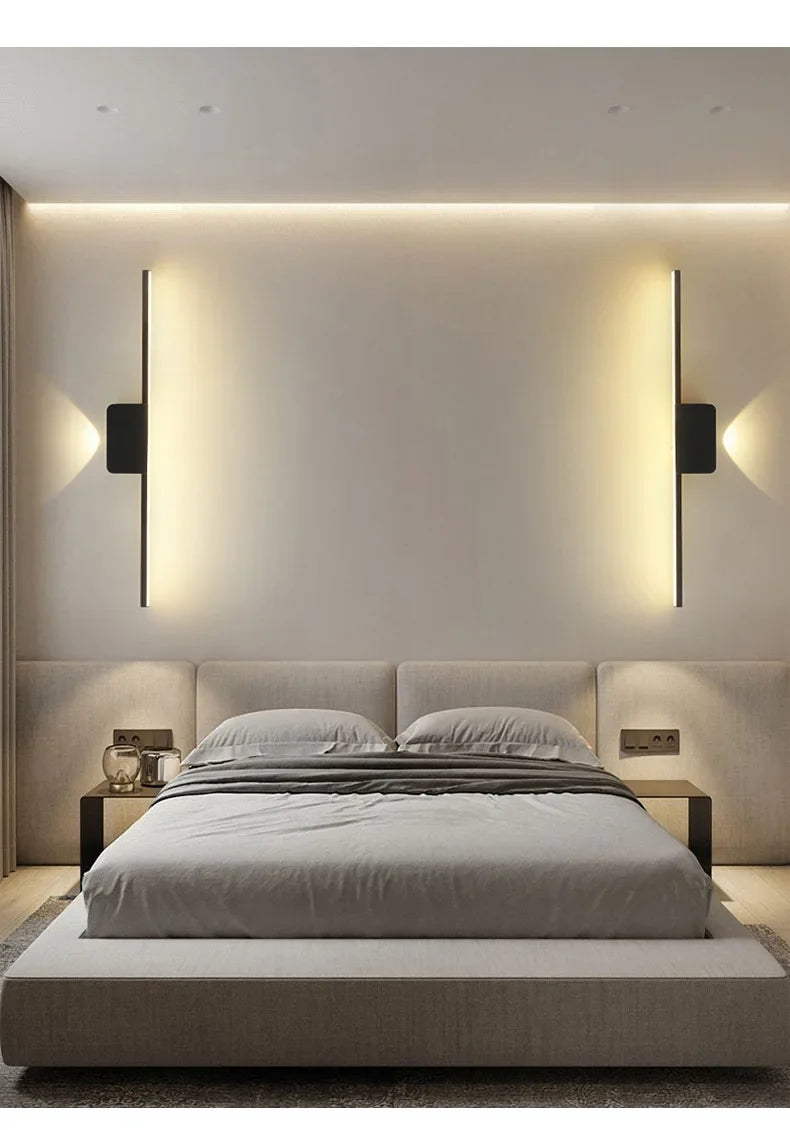 Modern Minimalist LED Wall Lamp Bedroom Bedside Long Strip Wall Sconces Living Room Sofa Background Home Indoor Lighting Fixture