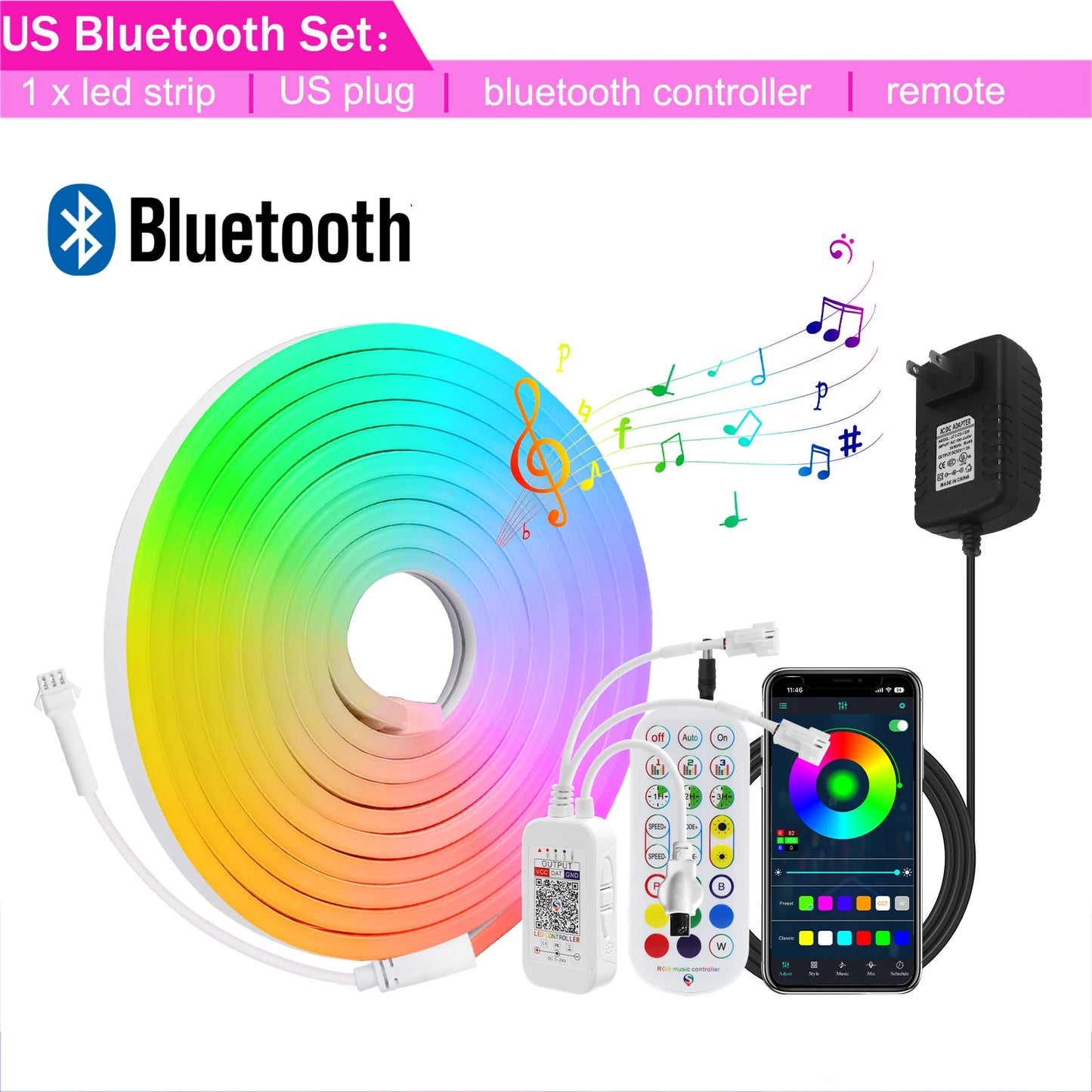Tuya WiFi Smart WS2811 RGBIC LED Neon Light 12V 24V Waterproof Flexible LED Strip Light Bluetooth LED Tape Ribbon Bedroom Decor