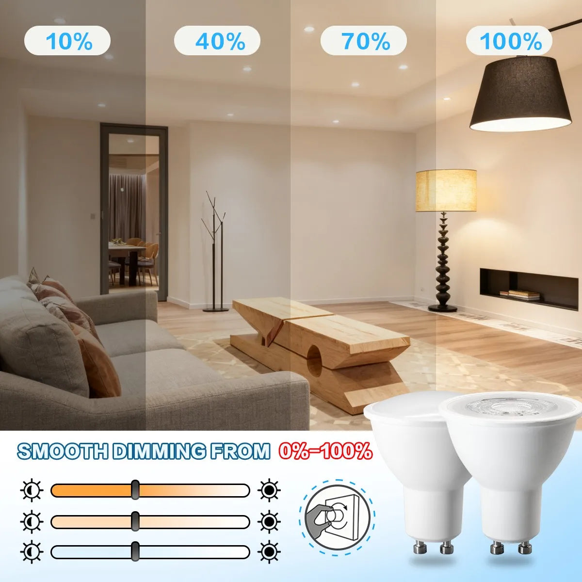 12PCS GU10 Dimmable Spot Bulbs 3W 9W 7W 5W Warm/Cool White 3000K 4000K 6000K LED Light Bulb GU10 Base  for Appliance Dimmable