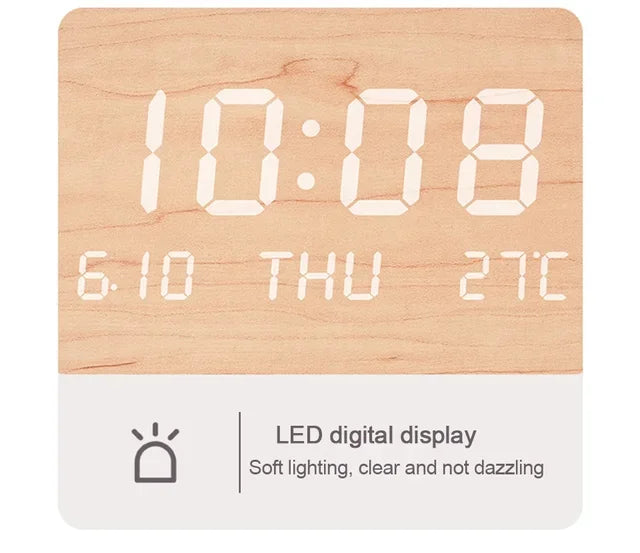 Led Digital Wall Clock With Temperature, Date & Time Display - Multi-functional Silent Operation For Living Room, Bedroom & Home